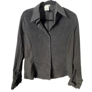 Naracamicie Black Long Sleeve Button‎ Down Blouse XL
